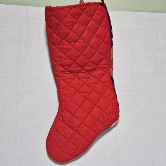 Vintage quilted Christmas stocking featuring Santa Claus and reindeer 1990s - Picture 2 of 4